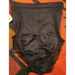 NEW Laura Ashley Women's Black High-Waisted Lace Trim Shapewear Briefs S